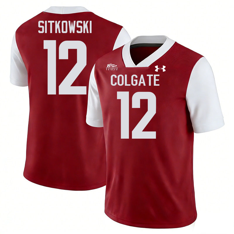 Colgate Raiders #12 Aleks Sitkowski College Football Jerseys,Uniforms-Red